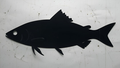 Black Silhouette of a Fish Displayed on a Textured Surface