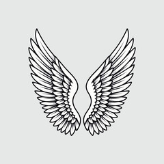 Obraz premium Angelic Wings Spread in Serenity, Black and White Art