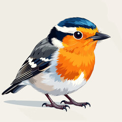 Obraz premium Colorful Bird Illustration: Orange, Blue, and Gray Feathered Songbird