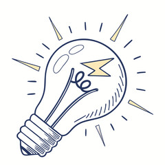 Illustrative depiction of an led light bulb with dynamic energy flow and glowing light effects