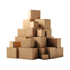 Obraz premium Cardboard boxes stacked in a neat arrangement in a warehouse setting during early afternoon hours