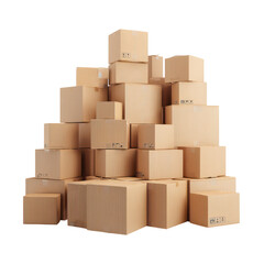 Fototapeta premium Piled cardboard boxes stacked in a warehouse for shipping and storage purposes