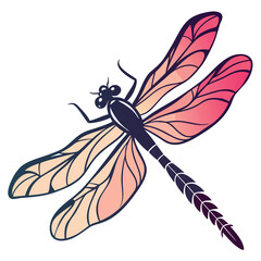 Vibrant silhouette of a dragonfly with glowing neon wings perfect for advertising and banners