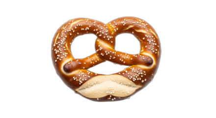 A single pretzel with salt on a black background