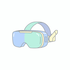 Vector flat VR headset symbol, pastel tones, isolated futuristic 2D digital design element