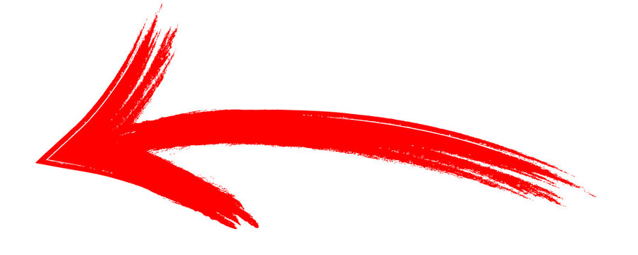 Red arrow pointing left isolated on transparent background