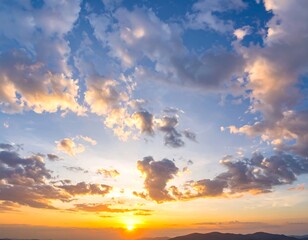 Colorful sunset sky with clouds
