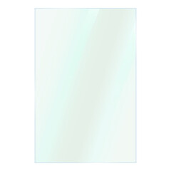 Realistic shiny blue green glossy glass panel with light glare reflective surface effect transparent overlay on isolated background rectangle portrait window mirror