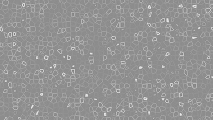 Gray background with white geometric crystals, abstract decorative texture in 4k resolution