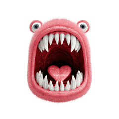 Naklejka premium Furry monster with heart shape inside mouth displaying vibrant colors and exaggerated features in imaginative design