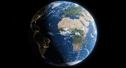 Fototapeta premium Earth from space showing continents at day and night