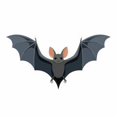 Obraz premium Bat in mid-flight with wide wings in gothic vector style, conveying fear and halloween atmosphere.