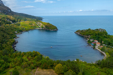 Naklejka premium Gideros Bay, which bears the traces of the Genoese, where pirates took shelter in ancient times and is the natural harbor of the Square. Cide, Kastamonu, Turkey