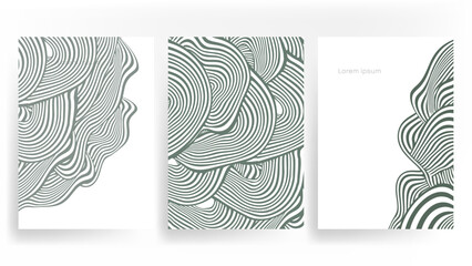 wavy stripes dynamic flow green cover background set vector 