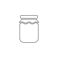 Empty glass jar with blank label isolated on white background