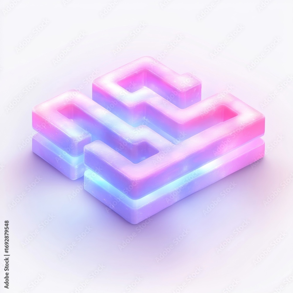 Canvas Prints a level selection icon with a staircase or map design, glowing effects, suitable for a maze game, li