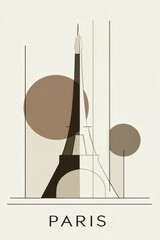 Abstract Minimalist Eiffel Tower Paris Poster