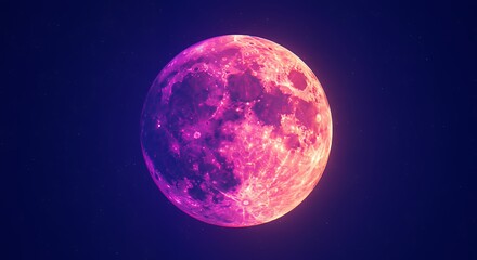 Naklejka premium Pink moon in space