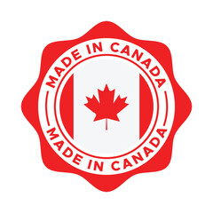 Made in Canada Label Vector Design | Canadian Flag Seal Badge Icon