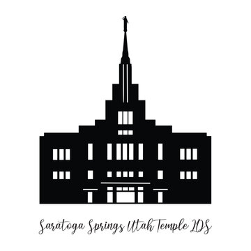 Saratoga Springs Utah Temple LDS, Religious Vector illustration, Church silhouette cricut