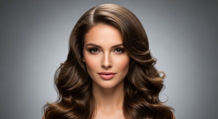 Woman with elegant, wavy brown hair