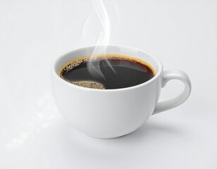 Hot coffee in white mug