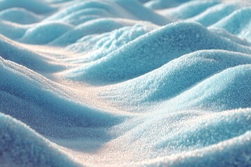 Obraz premium Blue fine sand creates a mesmerizing wave-like pattern in soft sunlight at the beach shore during midday