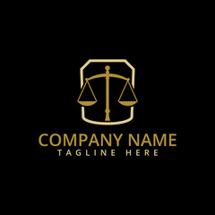 Scale justice and shield icon isolated on black background