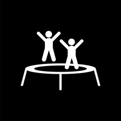 Jumping trampoline icon isolated on black background