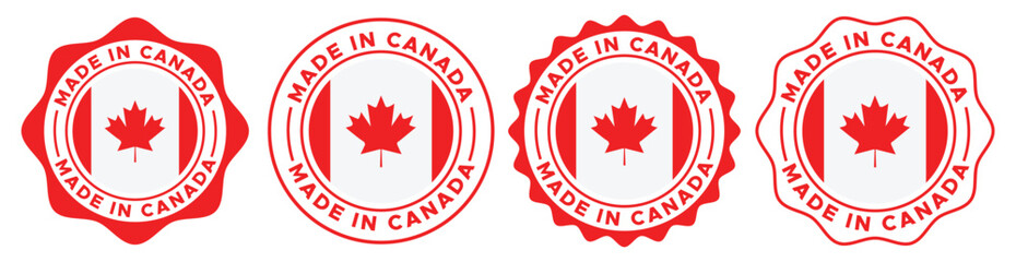 Made in Canada Label Vector Design | Canadian Flag Seal Badge Icon