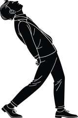 Man in suit leaning back silhouette