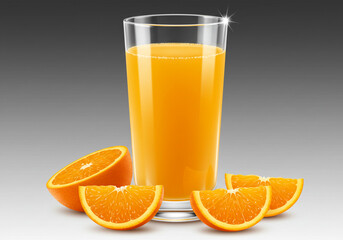 Refreshing glass of vibrant orange juice with fresh citrus slices, perfect for healthy lifestyle promotions