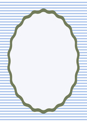 Green empty frame on striped blue and white background , png