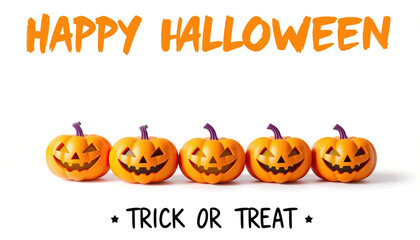 Naklejka premium Happy Halloween pumpkins with trick or treat message festive and fun for seasonal celebrations