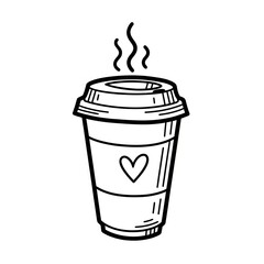 Cozy coffee cup with heart design and steam, perfect for cafe branding and warm beverage promotion