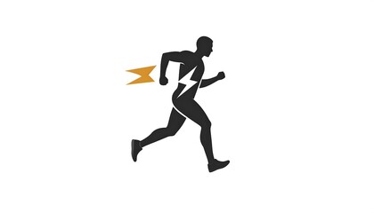 Obraz premium Silhouette of a runner with a lightning bolt