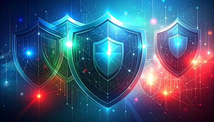 Abstract shield design, digital security concept