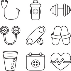 Isolated diabetes awareness icons, diabetes awareness thin line vector, diabetes awareness medical symbols, diabetes awareness health design, editable diabetes awareness healthcare icon set collection