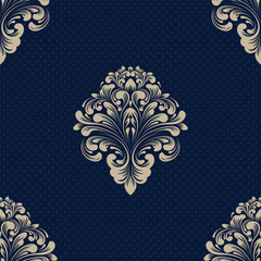 Damask modern seamless pattern element. Vintage classical old fashioned damask ornament, seamless texture for wallpapers, textile.