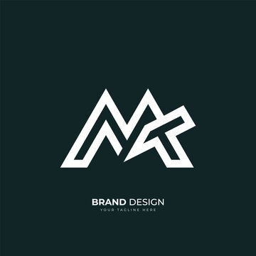 Letter Mt or Tm minimal unique monogram modern logo