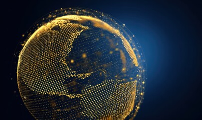 Golden, digital globe of the Earth