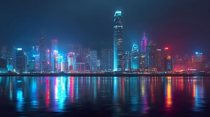 Fototapeta premium Hong Kong Neon Skyline at Night