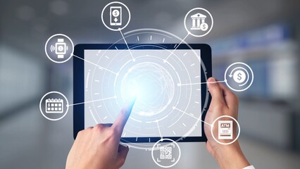 Online banking and digital banking innovation combining finance and technology, optimizing online banking systems, mobile banking services, and fintech for seamless experience. Spire
