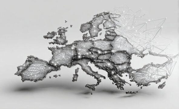 European map with network overlay