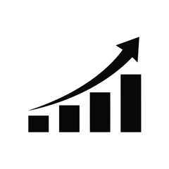 Simple Bar Graph Icon Showing Upward Trend, Business Growth, and Finance