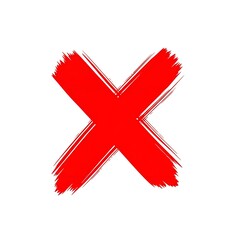 Red hand drawn x symbol with rough brush strokes x mark red x isolated on a white transparent background png file download.
