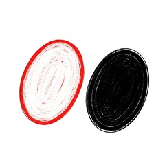 Two hand drawn textured elliptical shapes one red one black abstract background isolated on a white transparent background png file download.
