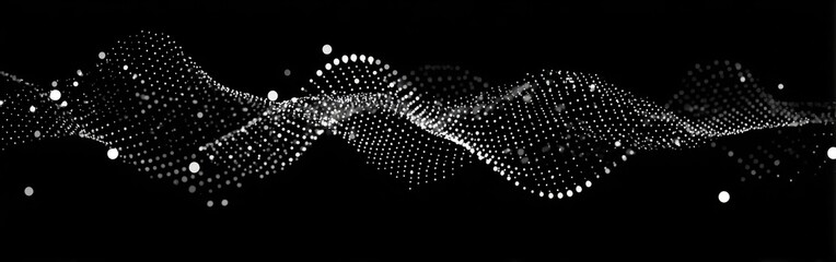 Abstract wavy pattern of dots on black background