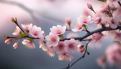 Delicate Pink Blossoms On A Branch