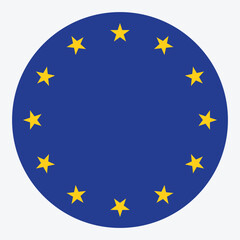European Union blue circle flag with twelve golden stars emblem